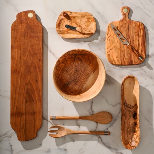 Berard France Olive Wood Handcrafted Butter Dish & Knife In Brown