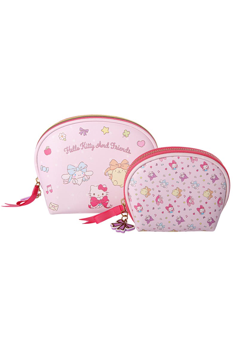 Large and Small Dome Cosmetic Travel Bag Set, Alternate, color, Pink