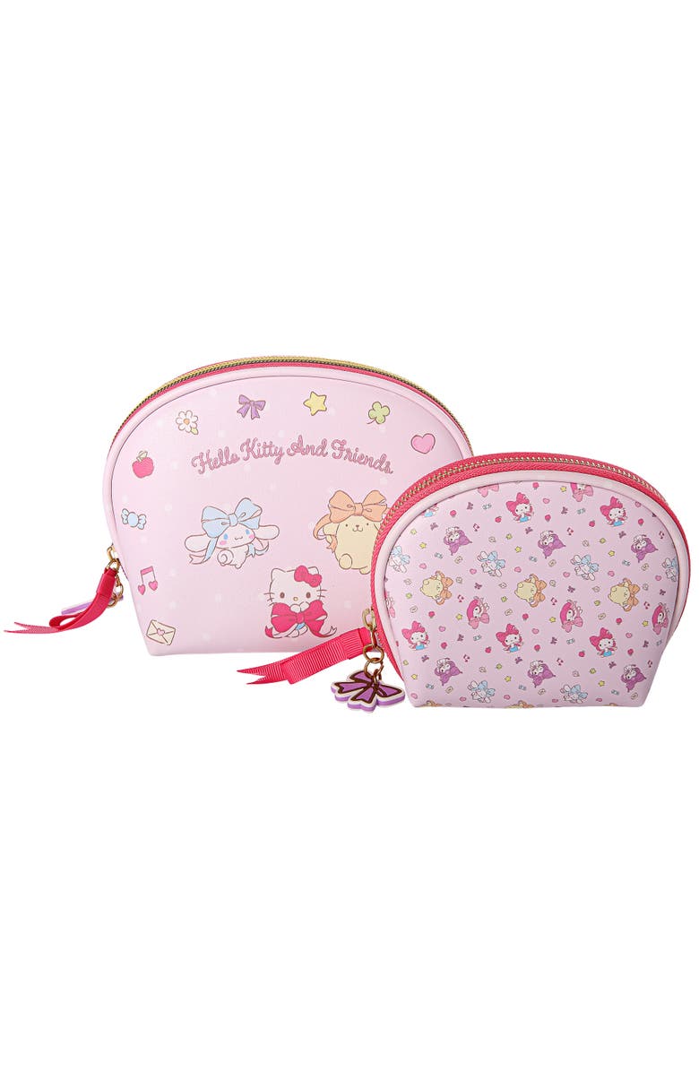 Hello Kitty Large and Small Dome Cosmetic Travel Bag Set, Alternate, color, Pink