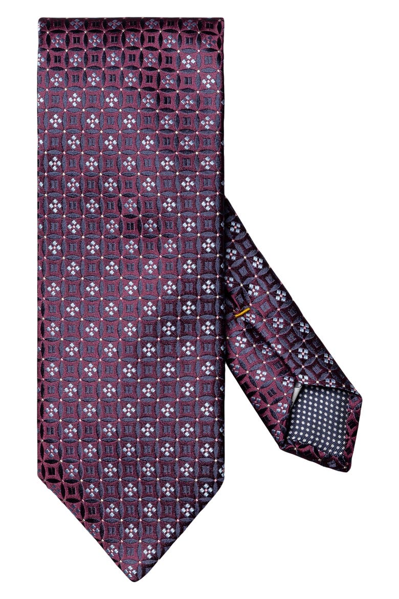 Floral Medallion Silk Tie, Main, color, DARK PURPLE