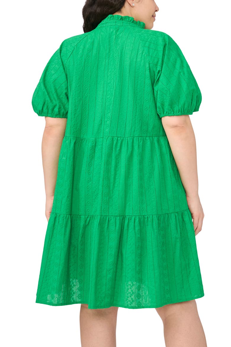 Embroidered Tiered Cotton Babydoll Dress, Alternate, color, VIBRANT KELLY