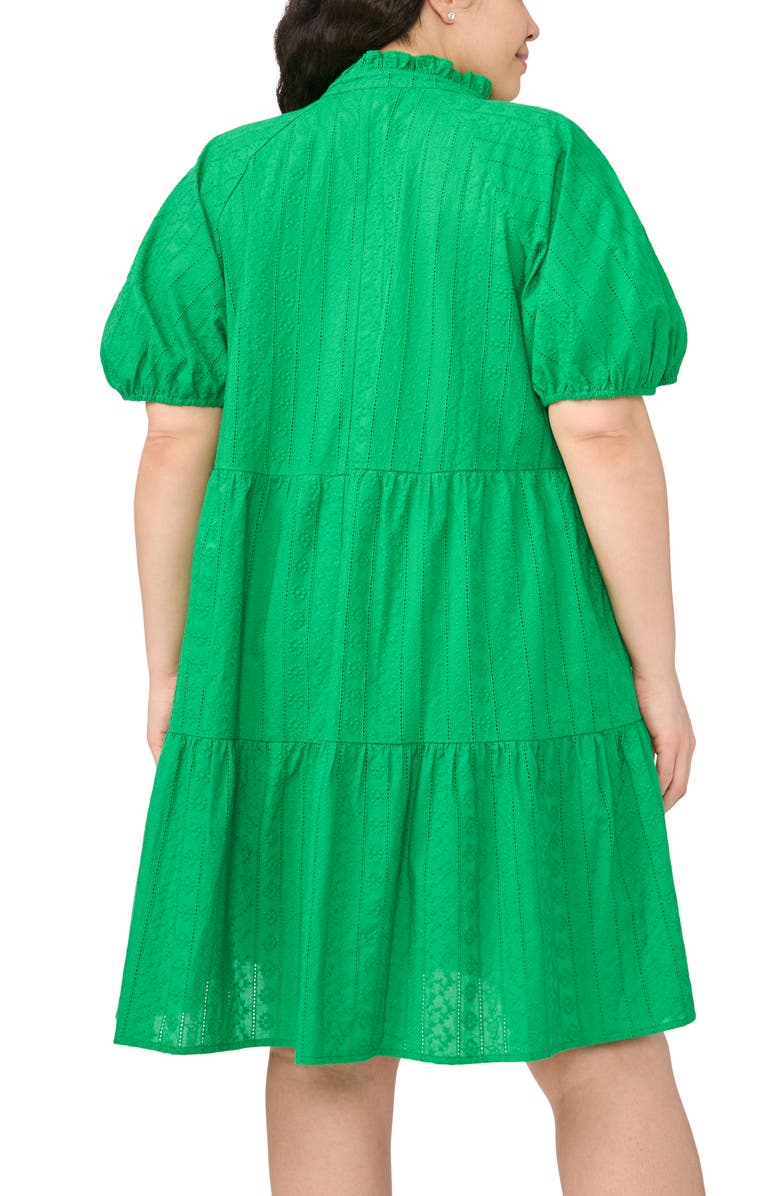 CeCe Embroidered Tiered Cotton Babydoll Dress, Alternate, color, Vibrant Kelly