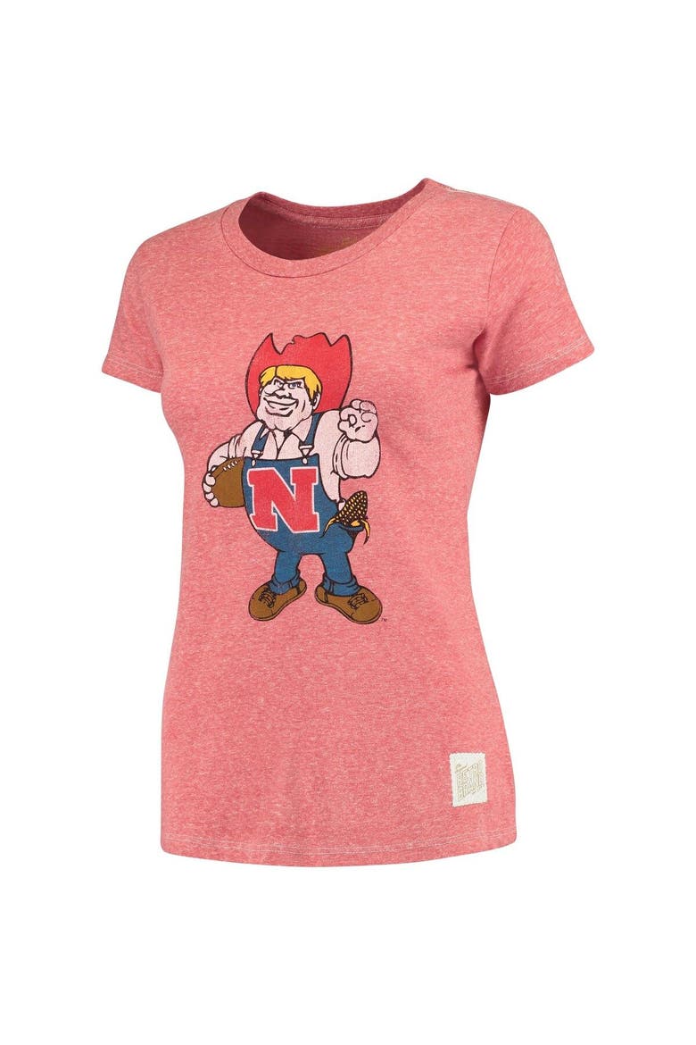 Women's Original Retro Brand Heathered Scarlet Nebraska Huskers Tri-Blend Crew Neck T-Shirt, Alternate, color, Scarlet