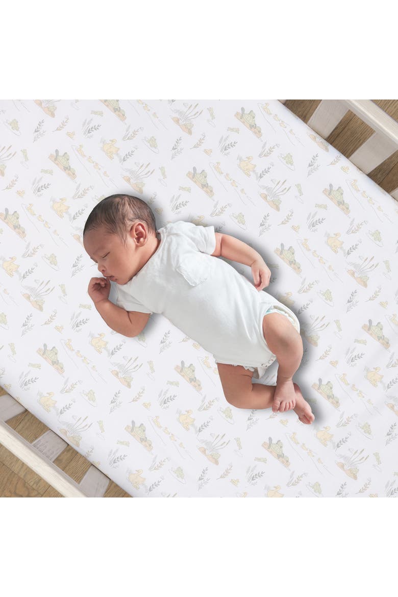 Froggy and Friends 100% Cotton Baby Fitted Crib/Toddler Sheet, Alternate, color, White
