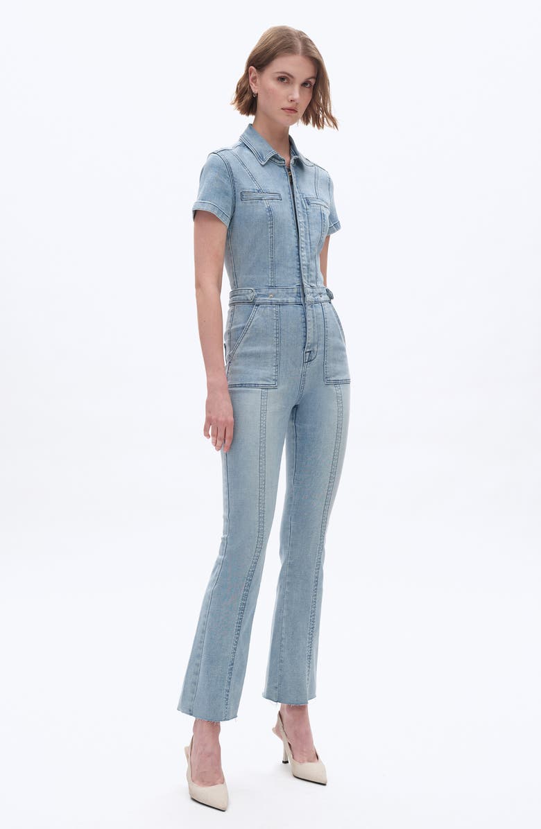 Bayeas Horse Hoof Denim Jumpsuit, Alternate, color, Soft Cyan