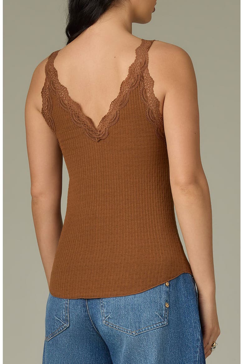Lace Trim Rib Camisole, Alternate, color, PECAN