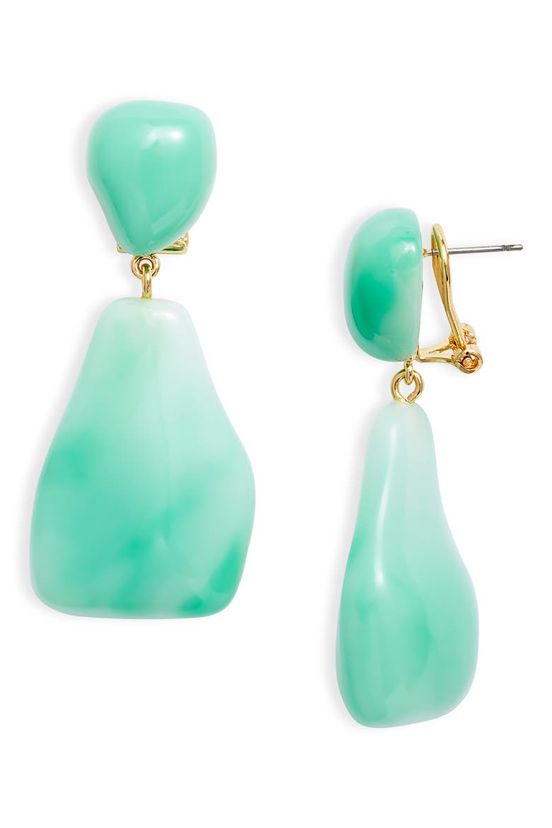 Wilma Holographic Imitation Pearl Drop Earrings, Main, color, SAGE