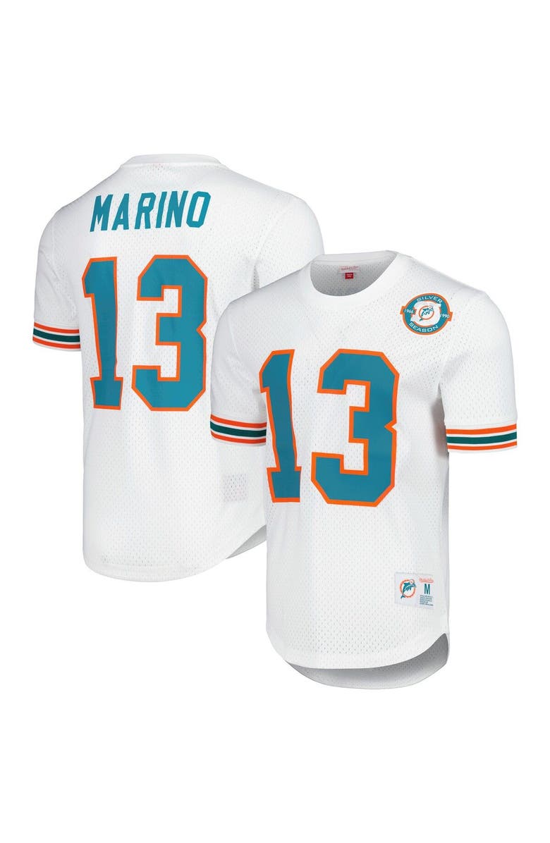 Mitchell & Ness Men's Mitchell & Ness Dan Marino White Miami Dolphins Retired Player Name & Number Mesh Top, Main, color, 