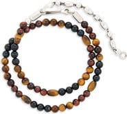Caputo & Co. Men's Sterling Silver & Semiprecous Stone Bead Double Wrap Bracelet