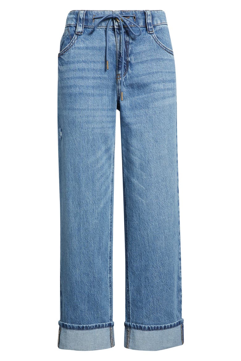 High Waist Cuffed Boyfriend Jeans, Alternate, color, BLUE VINTAGE