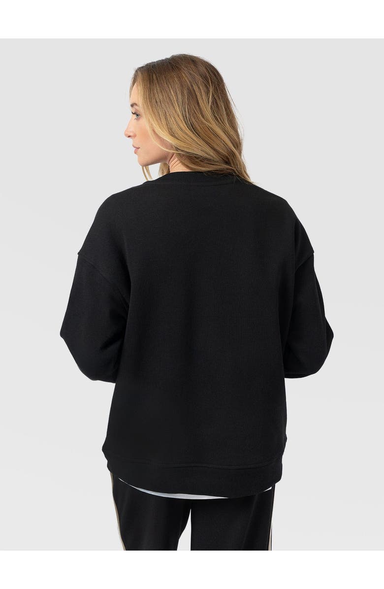 Saint + Sofia Victory Sweatshirt, Alternate, color, Black Cream/Beige Stripe