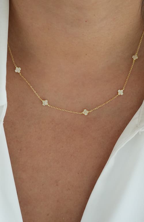 Argento Vivo Sterling Silver Pavé Clover Station Necklace