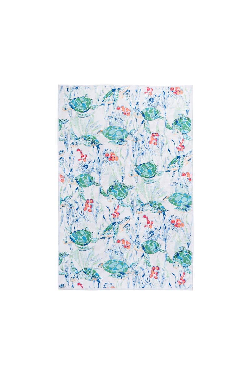 C&F Home Sea Turtle Cove Christmas Coastal 100% Cotton Dishtowel, Main, color, Blue