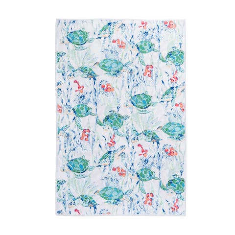 Sea Turtle Cove Christmas Coastal 100% Cotton Dishtowel