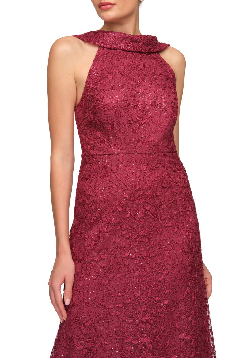Peggy Sequin Lace Gown, Alternate, color, RED PLUM