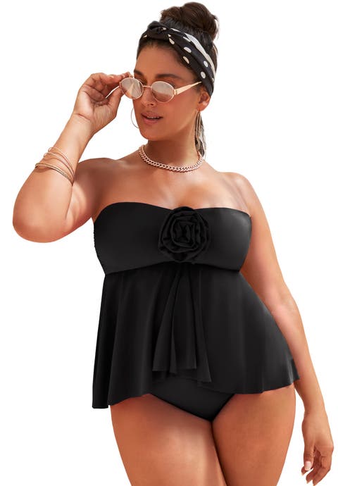 Rosette Bandeau Tankini Top