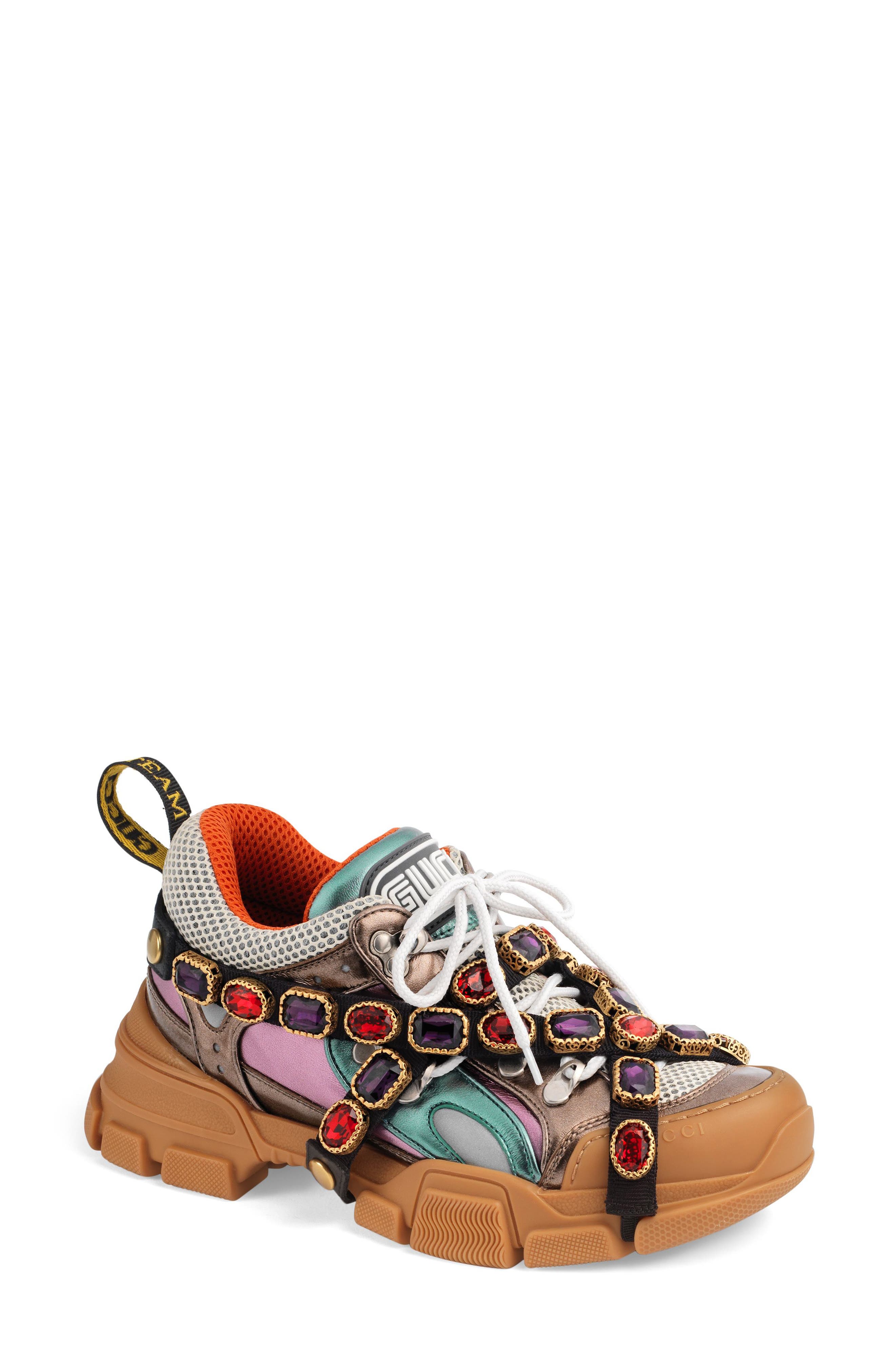 Gucci Flashtrek Jewel Embellished Sneaker, Main, color, 
