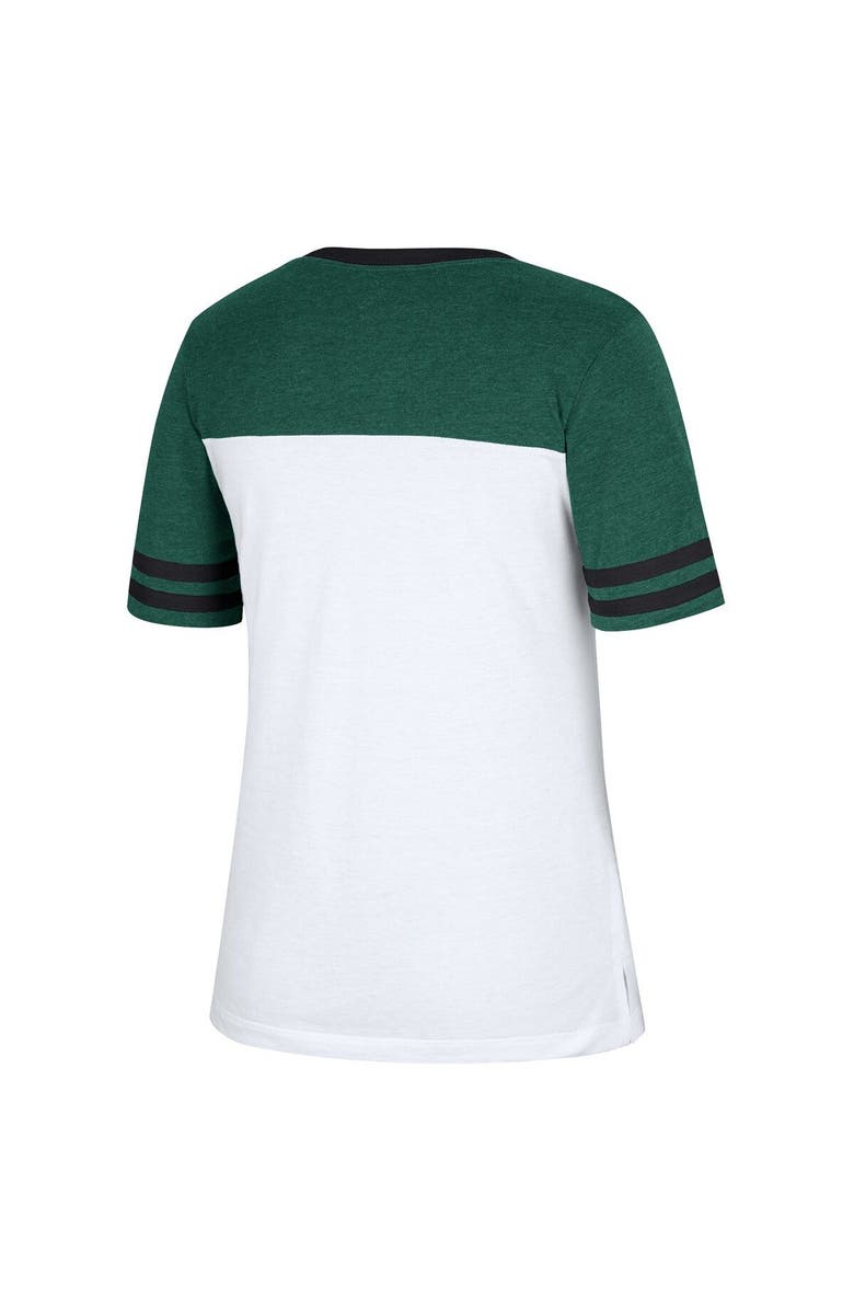 COLOSSEUM Women's Colosseum White/Heather Green Michigan State Spartans Frost Yourself Notch Neck T-Shirt, Alternate, color, 