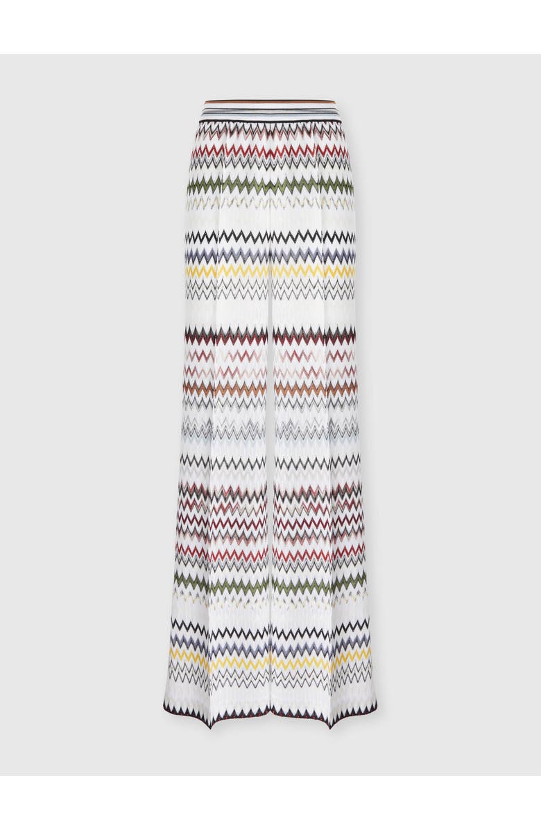 Missoni Wide Zigzag Viscose And Cotton Trousers, Main, color, Green& Brown