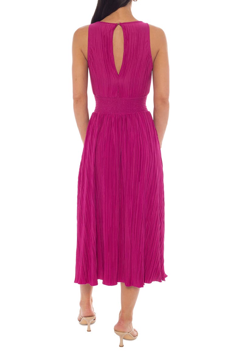 Sleeveless Pleated Midi Dress, Alternate, color, FUCHSIA