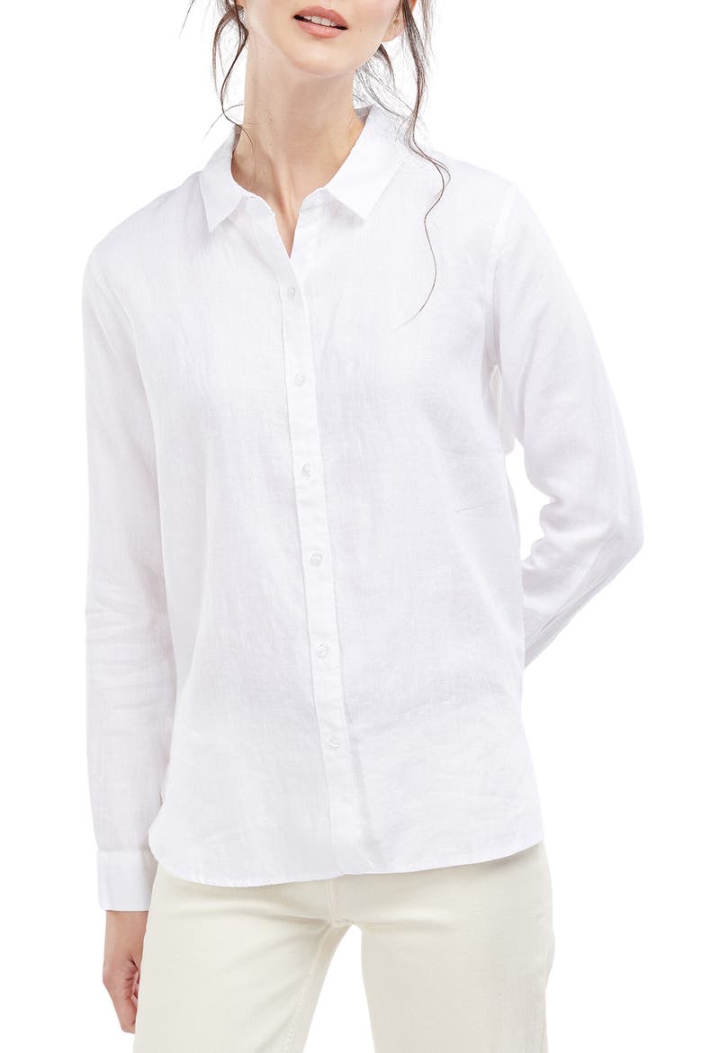 Marine Linen Button-Up Shirt, Main, color, WHITE
