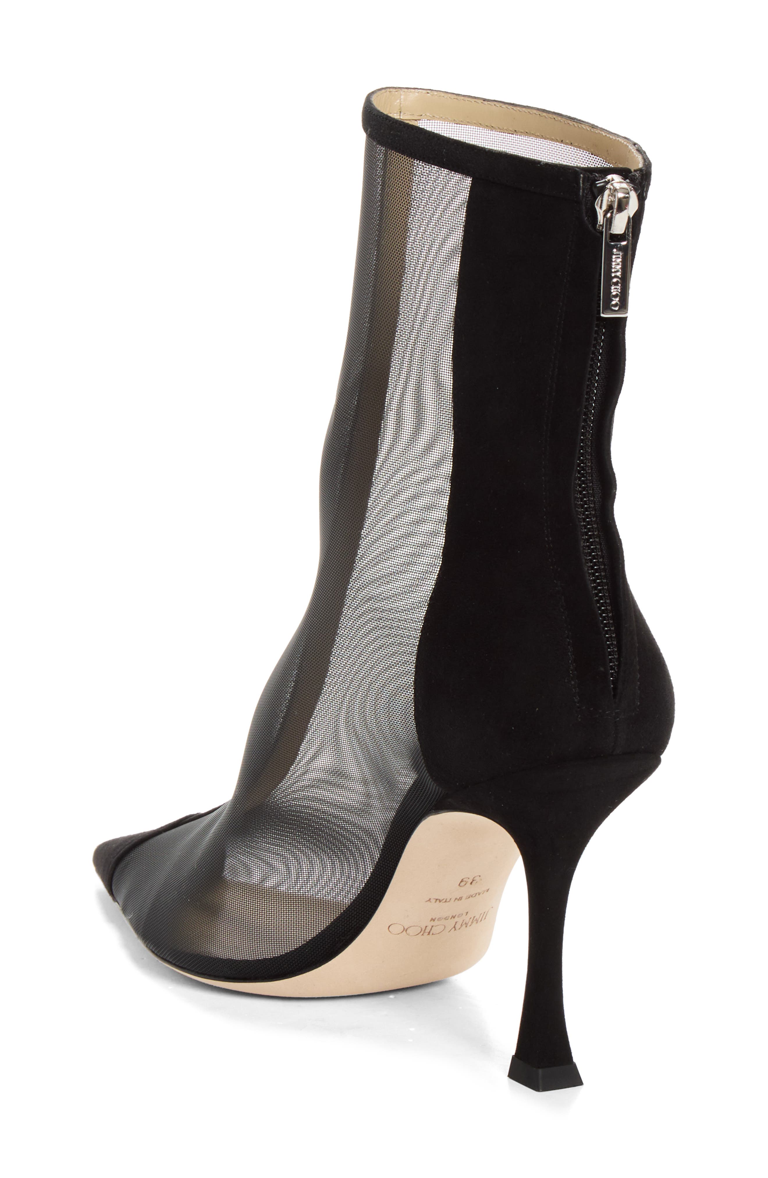 Naidoo Pointed Toe Mesh Bootie (Nordstrom Exclusive), Alternate, color, BLACK/ BLACK