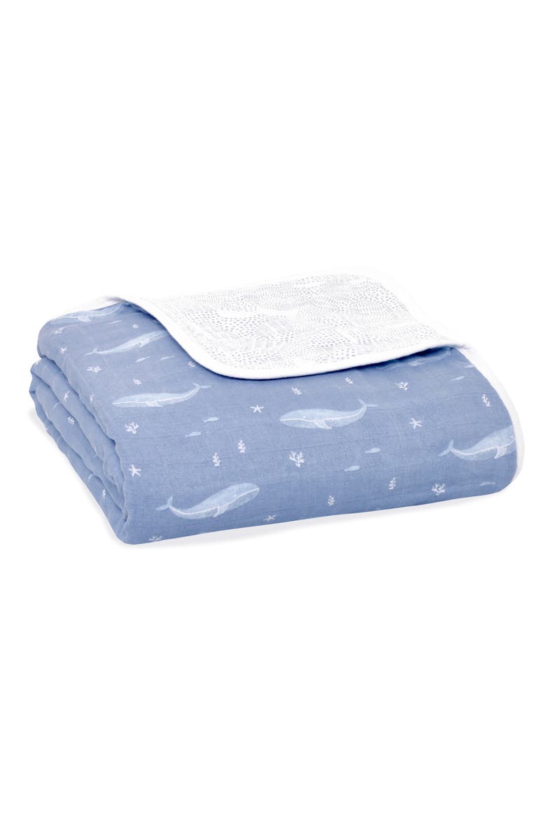 Dream Organic Cotton Muslin Blanket, Main, color, OCEANIC BLUE