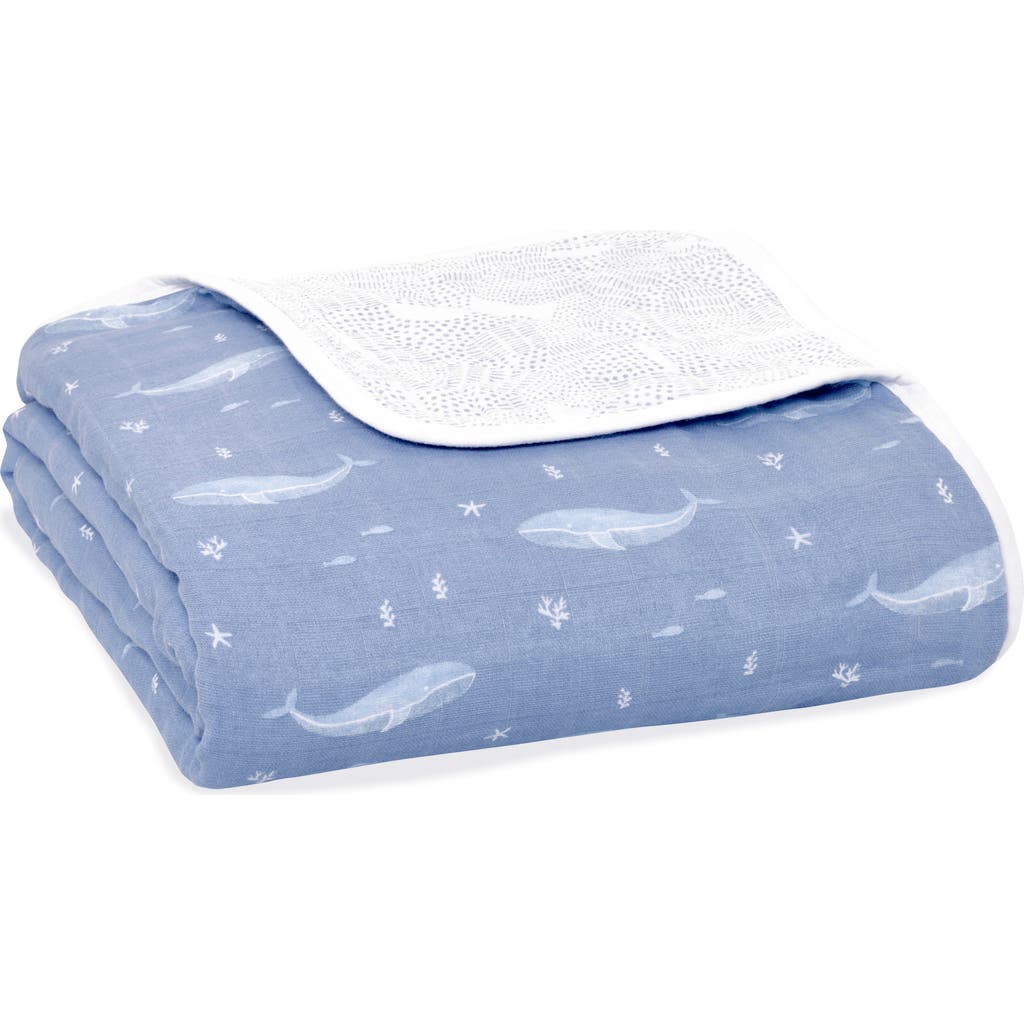aden + anais Dream Organic Cotton Muslin Blanket in Oceanic Blue