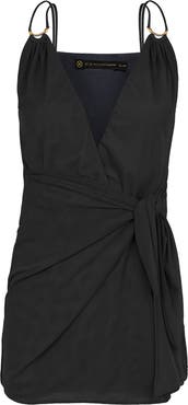 ViX Paula Hermanny Solid Shiso Cover-Up Faux Wrap Dress