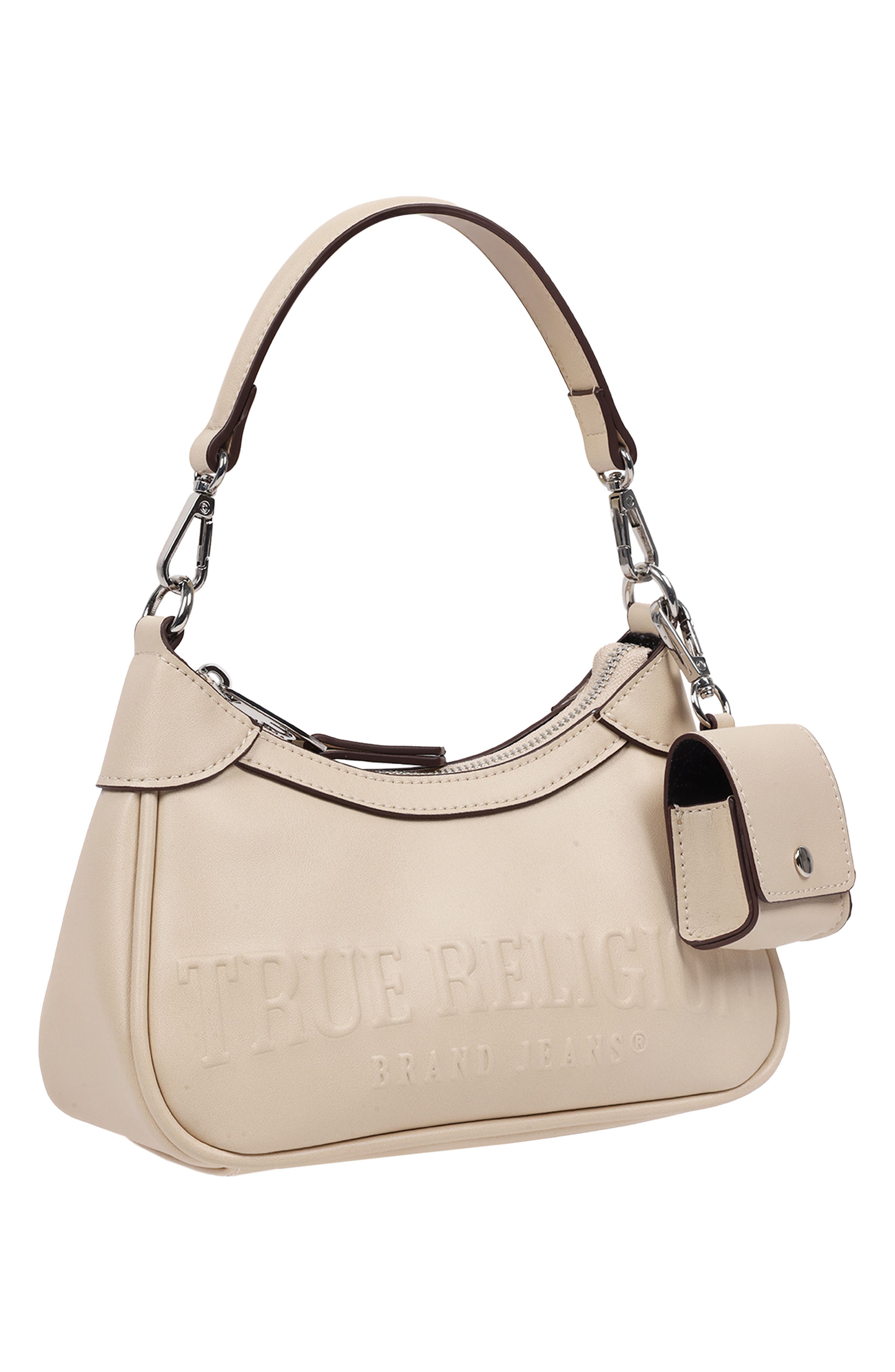 True Religion Punto Logo Zip Shoulder Bag, Alternate, color, 