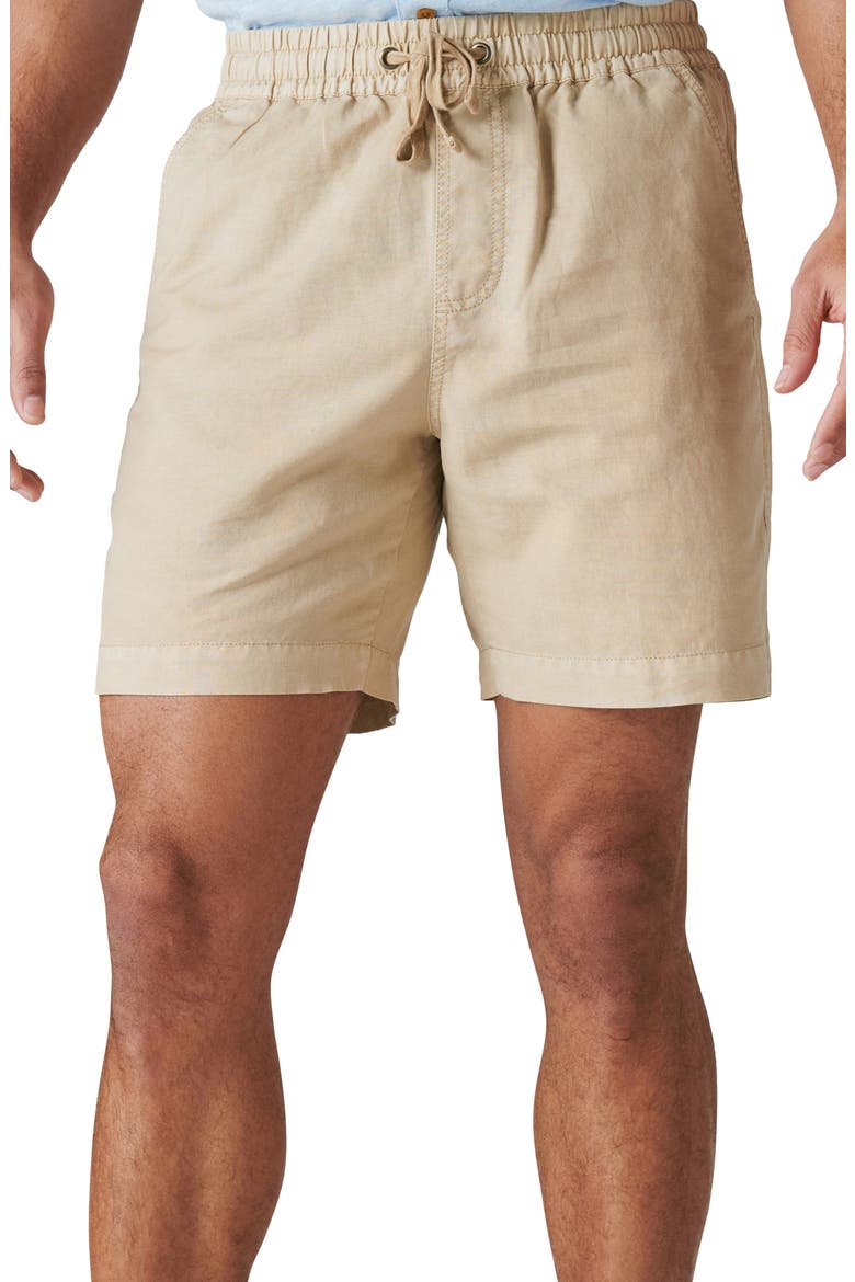 Drawstring Waist Cotton & Linen Short, Main, color, ALUMINUM