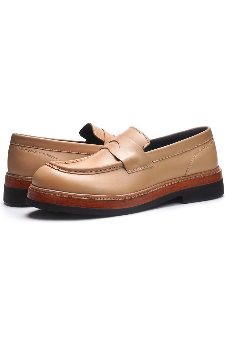 A. Veer Rhodes Penny Loafer, Alternate, color, Sand Leather