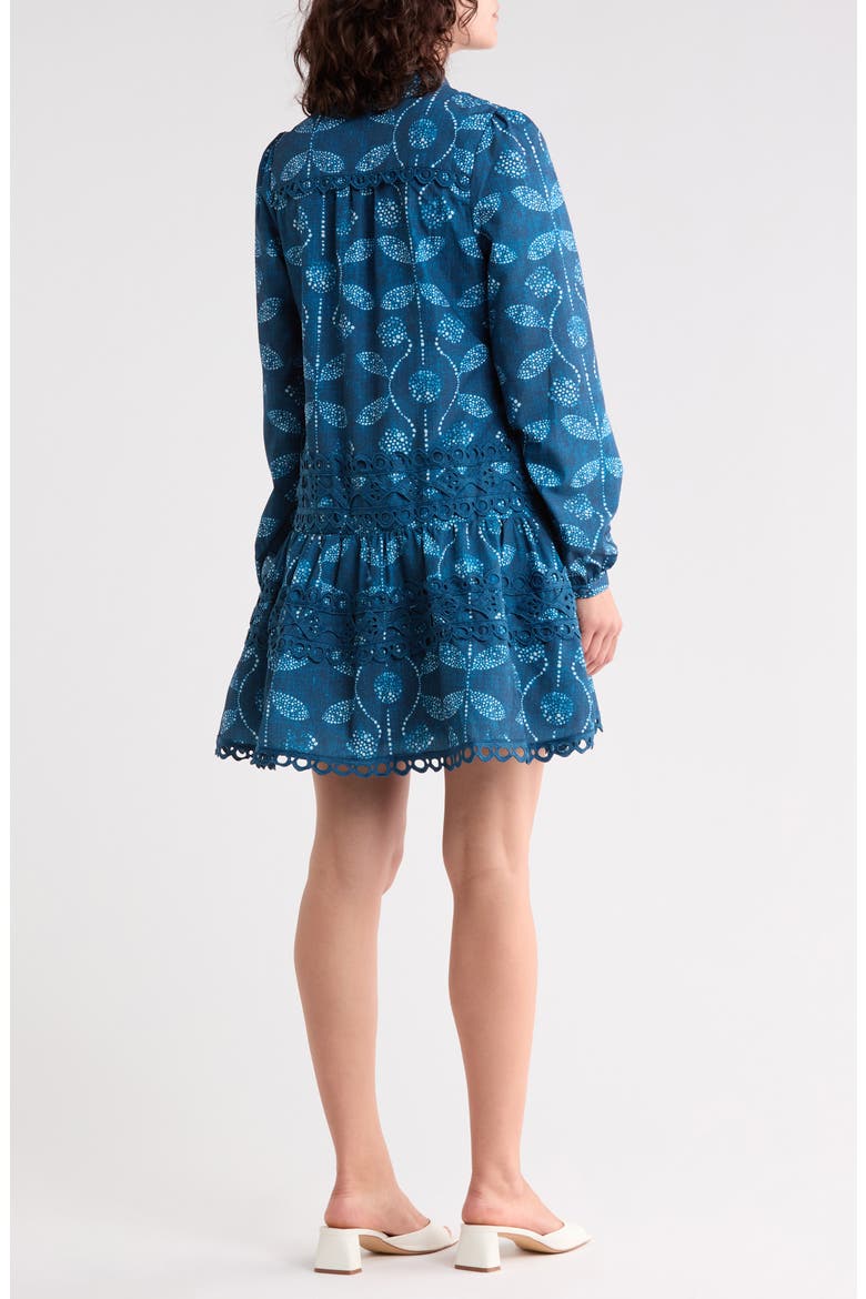 Volta Long Sleeve Eyelet Dress, Alternate, color, BLUE
