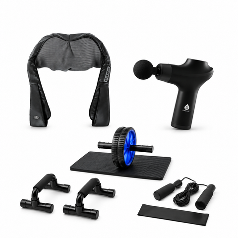 5-Piece Home Workout Set, Shiatsu Massager & Massage Gun Bundle
