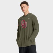 Jordan Brand Men's Jordan Brand Olive Oklahoma Sooners 2025 Military Appreciation Dri-FIT Long Sleeve Hoodie T-Shirt