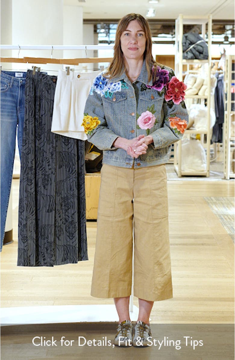 NIKKI LUND Blossom Embroidered Floral Appliqué Denim Trucker