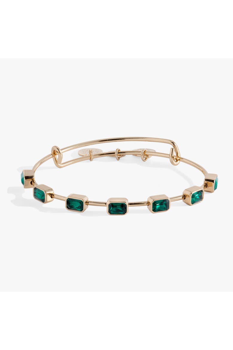 May Birthstone Emerald Cut Bangle, Main, color, Gold