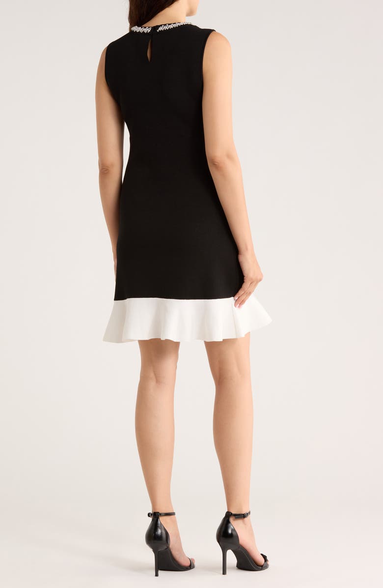 Ellen Tracy Faux Pearl Embellished Sleeveless Sheath Dress, Alternate, color, Black