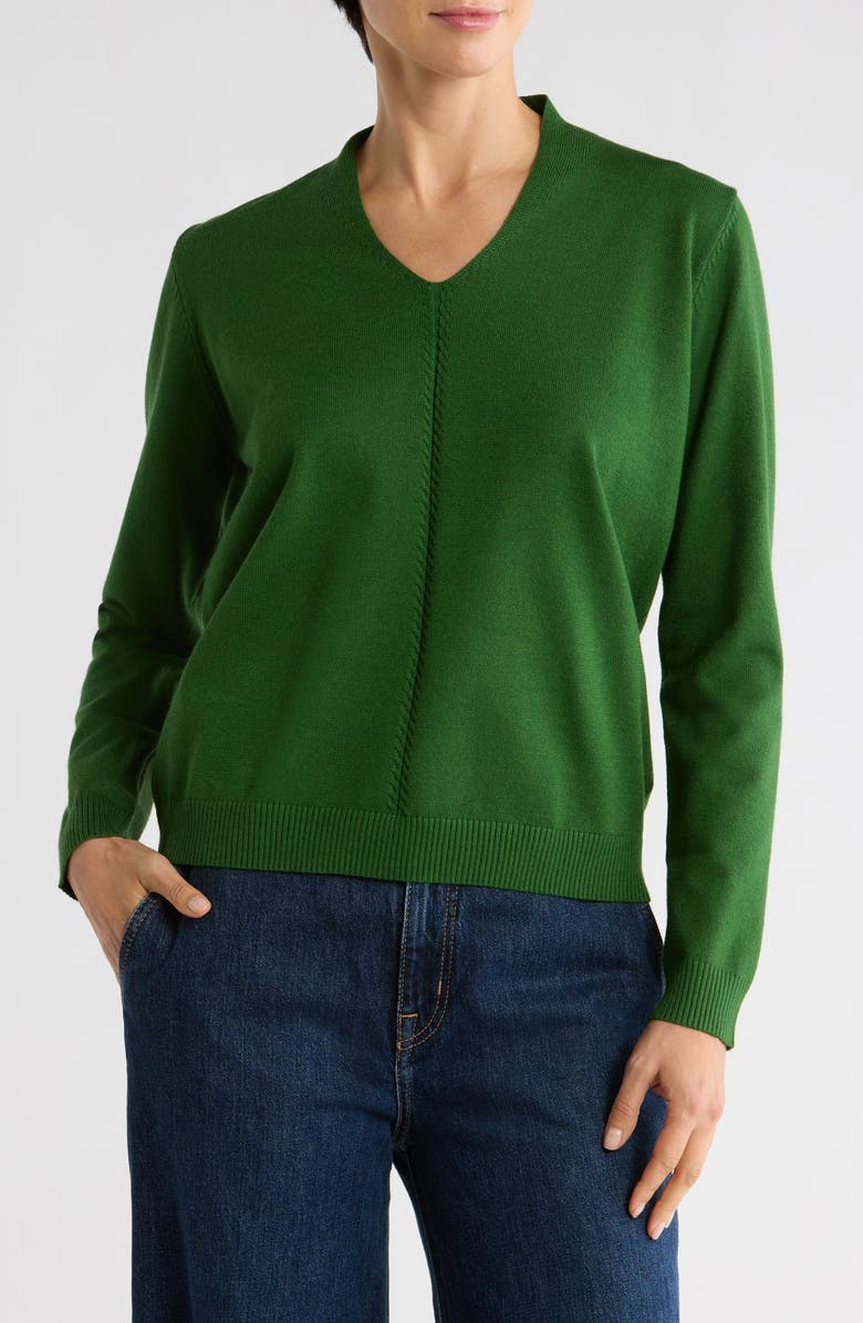 PATRIZIA LUCA V-Neck Sweater, Main, color, Green