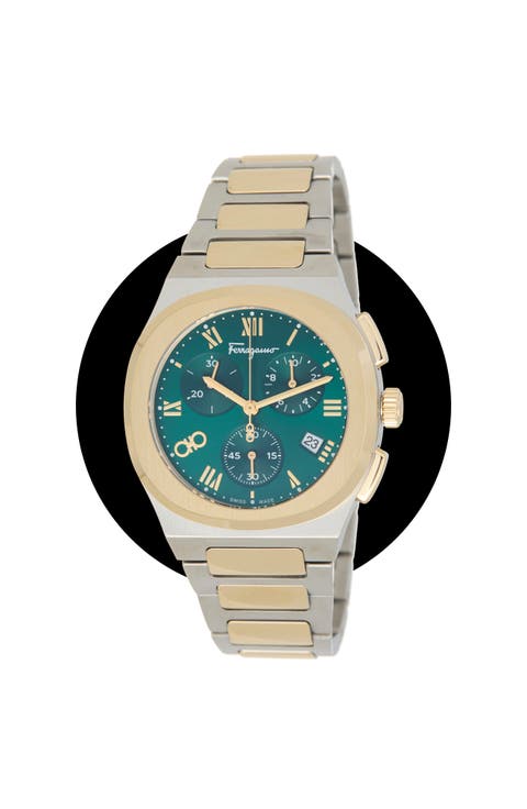 Elliptical Two-Tone Bracelet Strap Chronograph Watch, 38mm