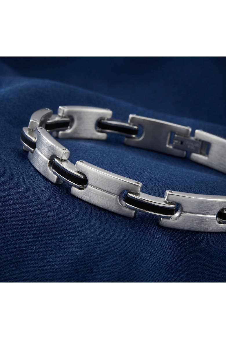 Men's Steel Polished Two Tone Black 8.5" 8.5mm Bracelet, Alternate, color, Stainless Steel