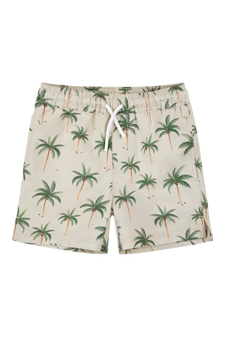 Kids' Palm Tree Print Swim Trunks, Main, color, LIGHT GREEN