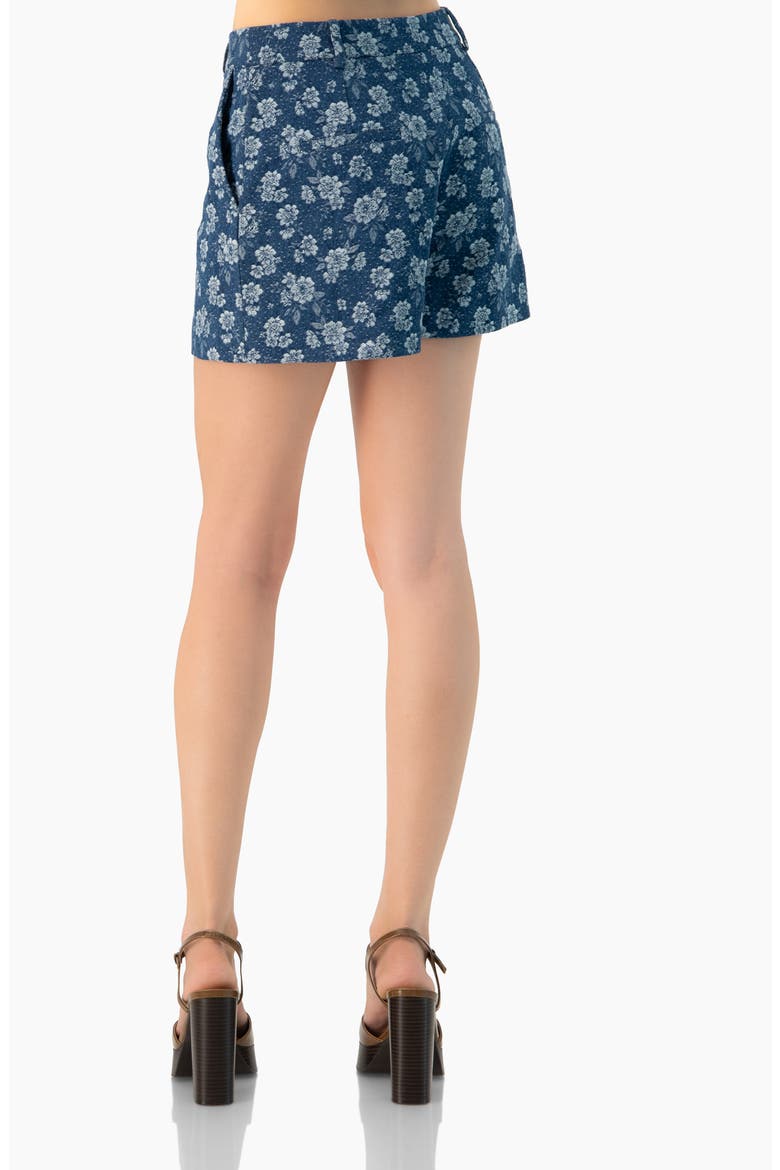 Floral Patterned Denim Shorts, Alternate, color, Navy Blue