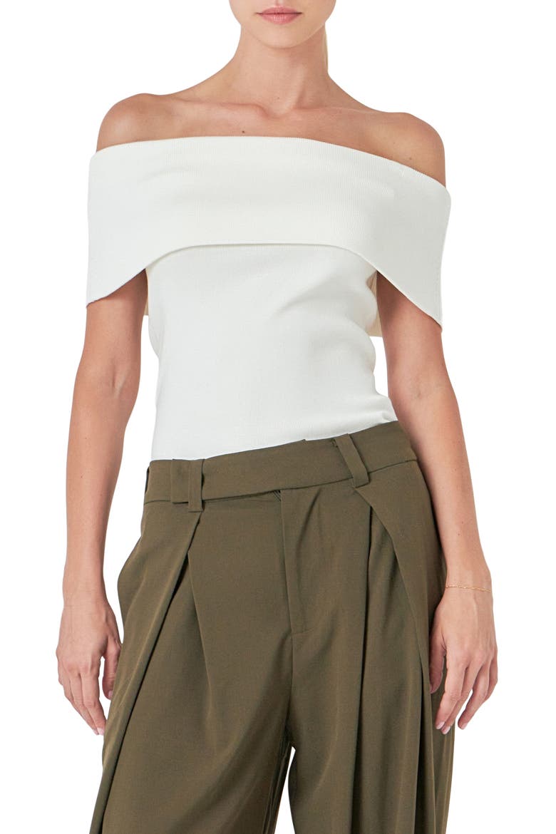 Off the Shoulder Knit Top, Main, color, IVORY