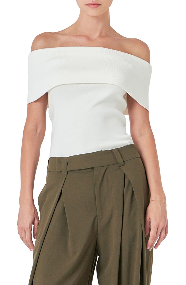 Endless Rose Off the Shoulder Knit Top, Main, color, Ivory