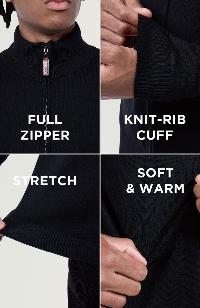 Spring + Mercer Mock Neck Full Zip Sweater, Alternate, color, Black