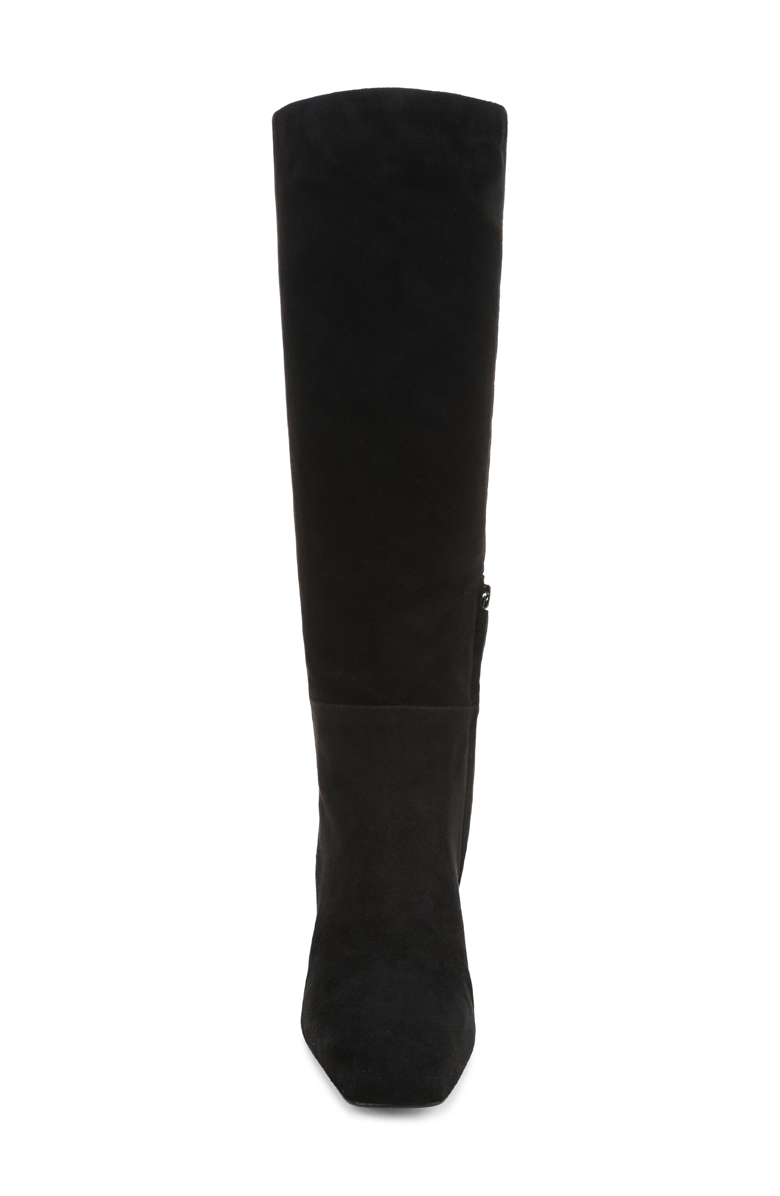 Perla Knee High Leather Boot, Alternate, color, BLACK SUEDE