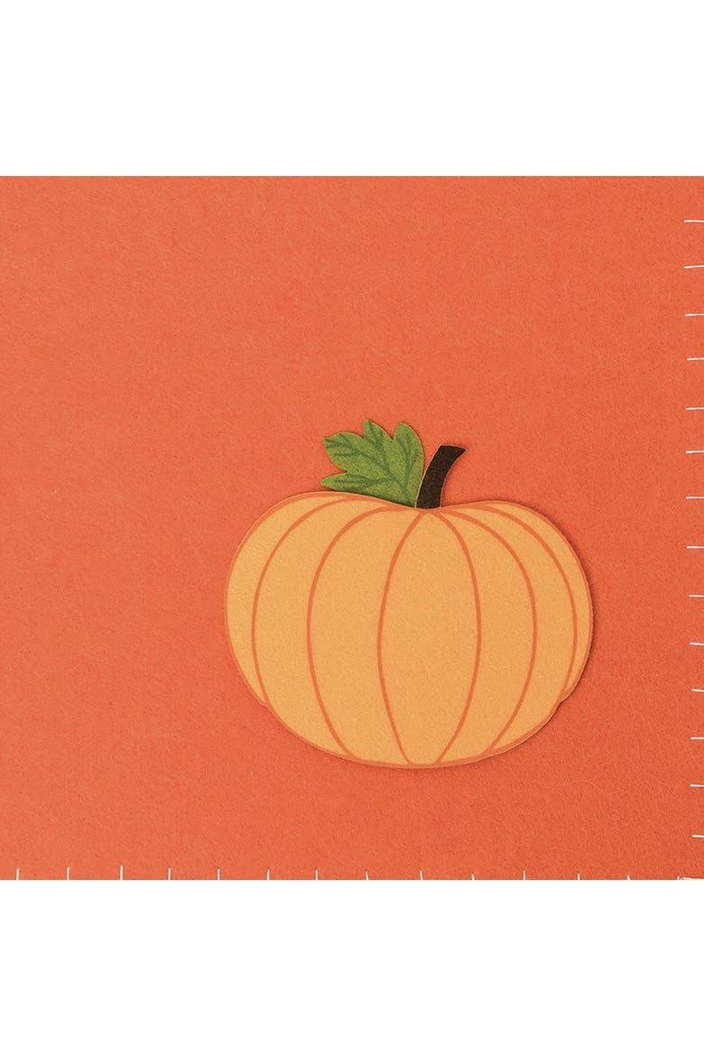 Felt Harvest Pumpkin Placemats Set of 6, 12" x 18", Alternate, color, Orange