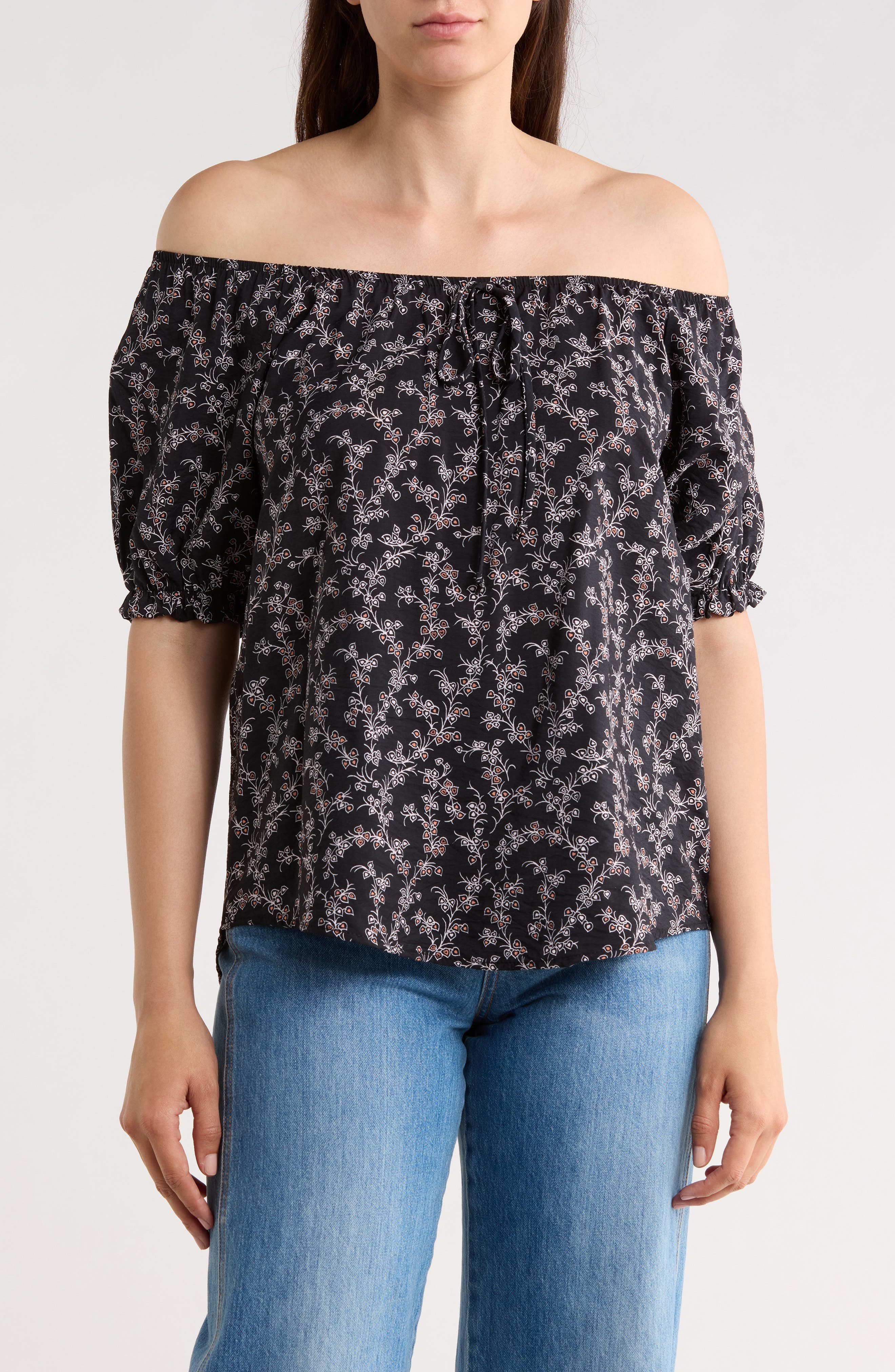 Renee C Floral Short Sleeve Top