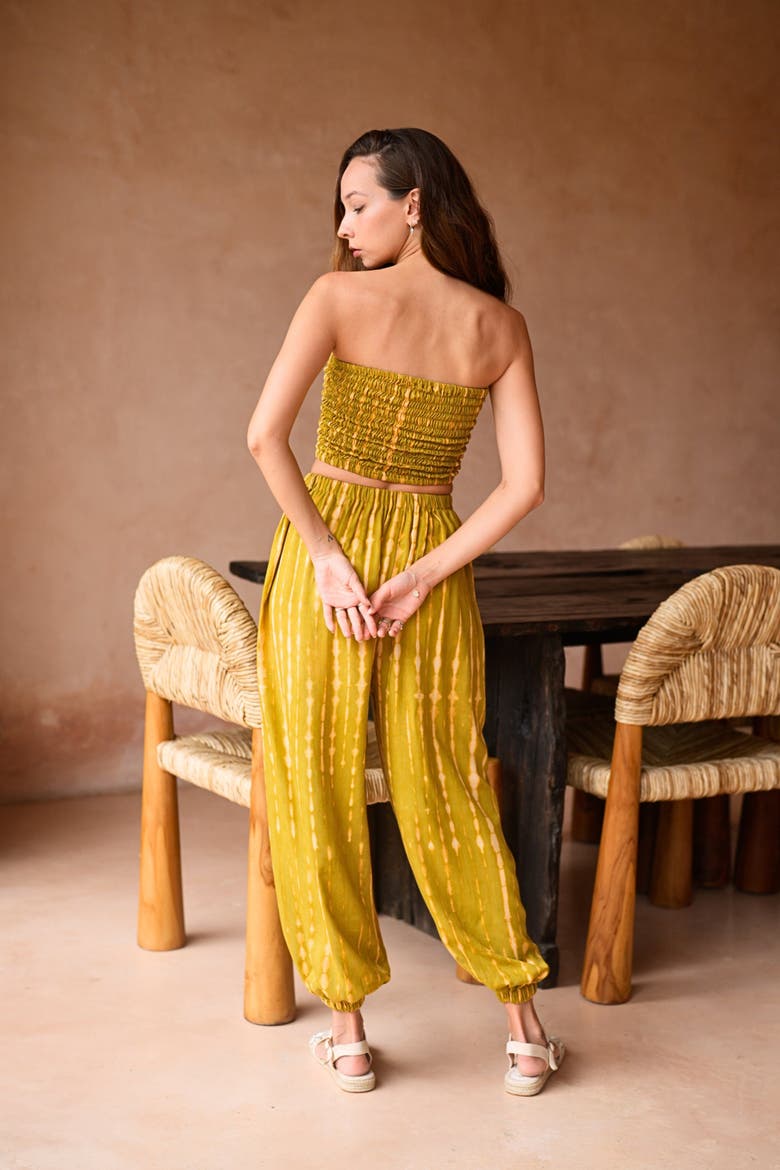 Jane Balloon Pants With Matching Tube Top Set, Alternate, color, Lemongrass